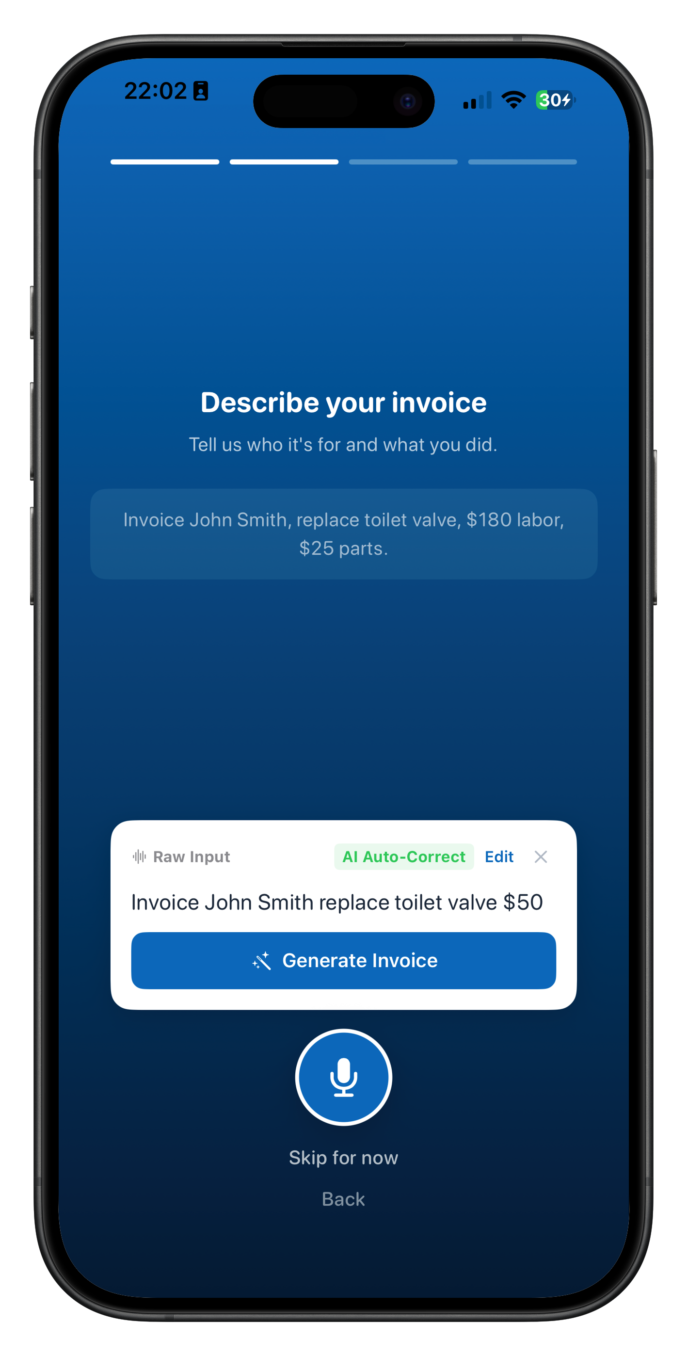 Describe your invoice with voice